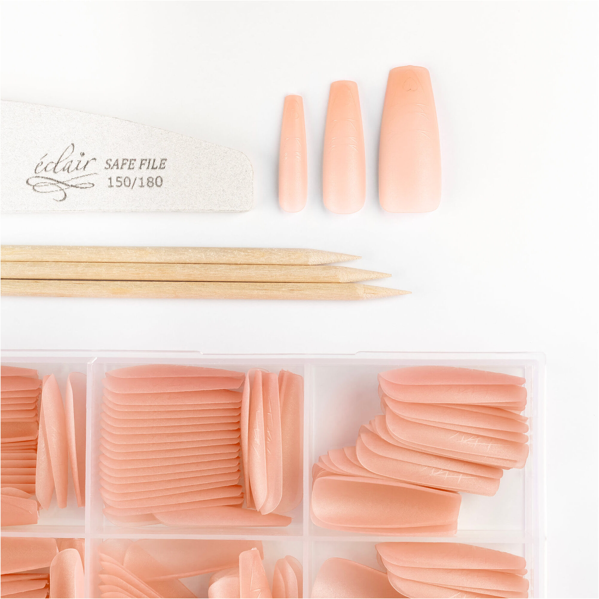 beżowe tipsy na paznokcie Eclair Nail Easy Gel TIps Balerina Nude